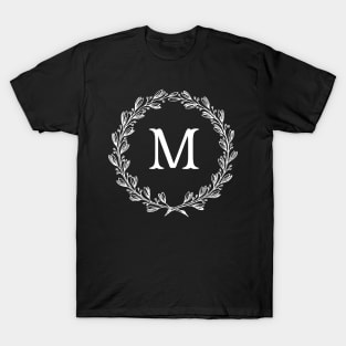 Beautiful Letter M Alphabet Initial Monogram Wreath T-Shirt